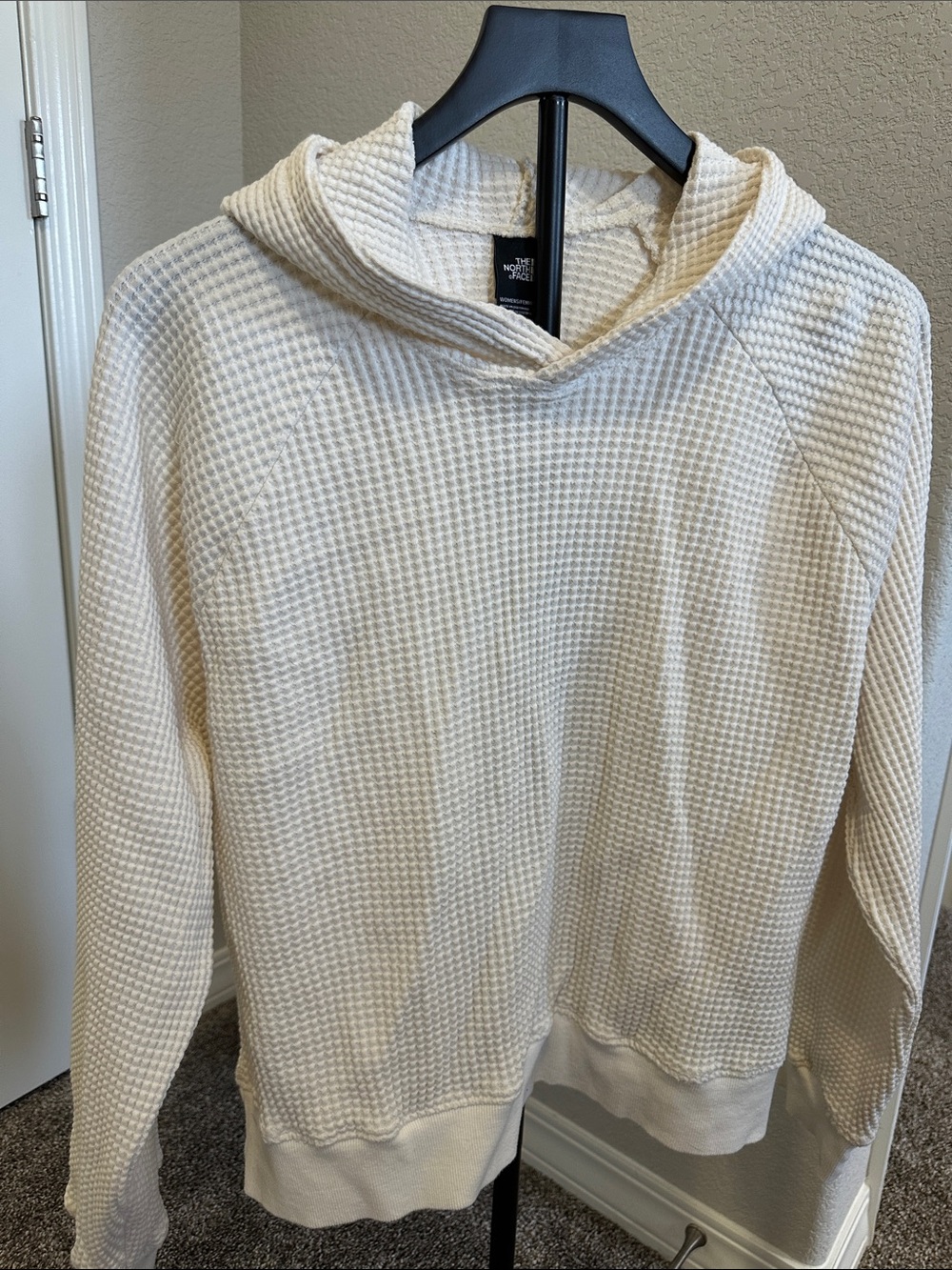 The North Face Women's Cream Waffle-Knit Hoodie Sweater